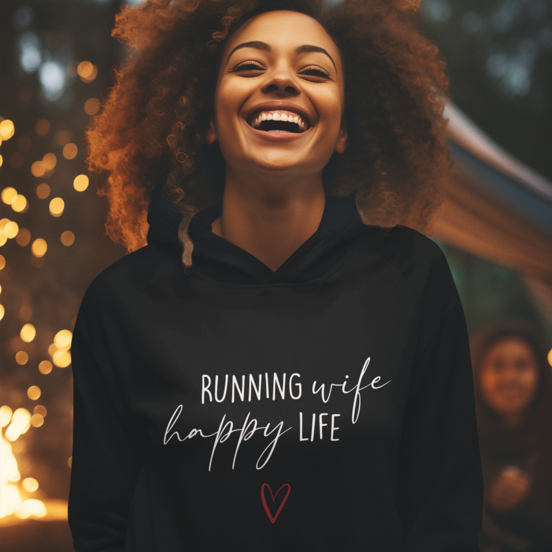 Running Wife Happy Life Hoodie Unisex